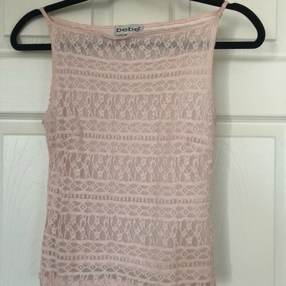 BEBE Blush Lace Spring Top